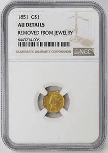 1851 P Coronet Head Liberty Gold Dollar NGC AU Details - Picture 1 of 4