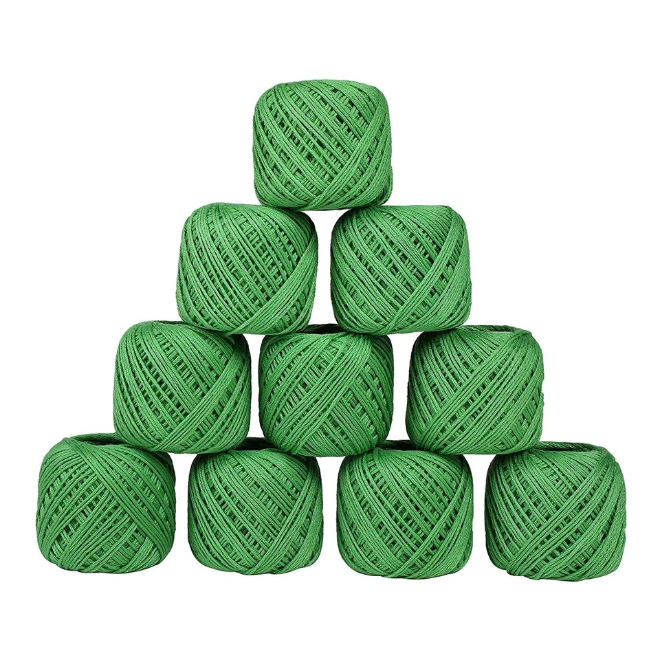 Crochet Thread Set 10Ball Cotton Thread Yarn for Knitting Craft Green 20gm Ball - Image 1 of 4