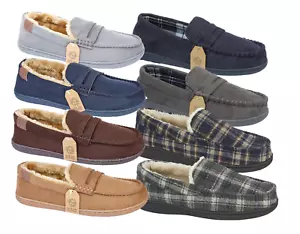 HERREN LUXUS KOMFORT MOKASSIN SLIPPER WARM FLEECY GEFÜTTERT GRÖSSEN 7-12 - Bild 1 von 29
