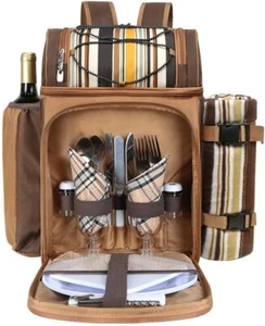 Picnic Backpack for 2 w/Cooler, Wine, Blanket, Cutlery, Wedding Gift - Picture 1 of 7