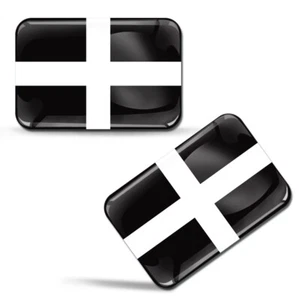 2 x 3D Gel gewölbte Aufkleber Abziehbild Auto Car Moto Helm Laptop Cornwall Flagge - Bild 1 von 7