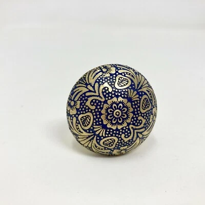 Moroccan Blue & Gold Round Drawer Knob Cupboard Pull Drawer Brass - Image 1 of 4