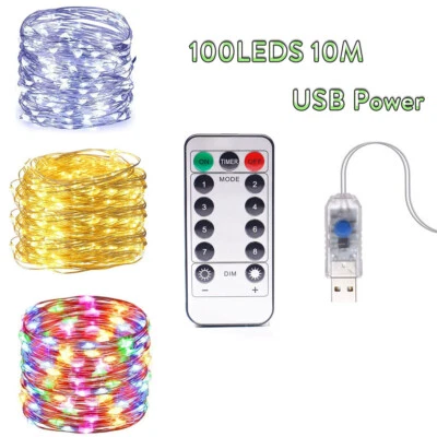 USB Operated LED String Remote control 10M 100LEDs Fairy Light For Home Decor RC - Image 1 of 4