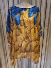 Sarong Cover-up Blue & Mustard Sheer Beach Top - Size 10-14
