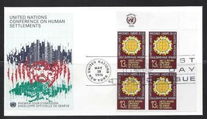UN Stamps 1976 Scott NY#276 Housing FDC MI blk of 4 with G cachet - Picture 1 of 1