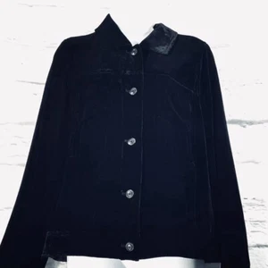 Chaqueta para mujer Jill mediana negra terciopelo seda rayón mezcla abotonada nueva sin etiquetas - Imagen 1 de 13
