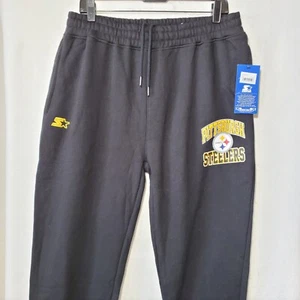 Pittsburgh Steelers Men's Large Fleece Sweatpants Black Starter NWT - Picture 1 of 12