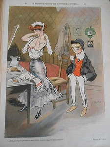 Caricature 1905 - La première passion est toujours LA BONNE !... - Imagen 1 de 1