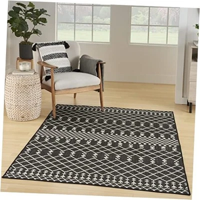  Home Positano Indoor/Outdoor Black 4' x 6' Area Rug, Easy Cleaning, Non  - Image 1 of 4