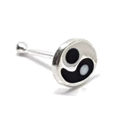 Yin Yang Naso Stud Argento Sterling 925 Smalto 4mm Stud Ball Stay Body Jewellery - Immagine 1 di 4