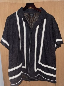 SHORT SLEEVE BOXY CROCHET BORDER SHIRT - Picture 1 of 2