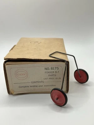 NOS Cox Thimble Drome Fokker DVII D-7 Landing Gear Assembly No. 8175 Red Wheels - Image 1 of 3