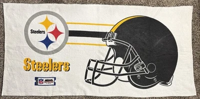 Toalla de playa vintage Pittsburgh Steelers NFL hecha en EE. UU. profesional blanca Foto 1 de 4