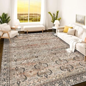 Foldable Stain Resistant Rug - Charcoal Olive Bedroom - 8 x 10 Washable Eco-F... - Picture 1 of 6