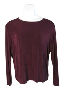 Chico's 3 (XL) Burgundy Slinky Travel Knit Long Sleeve Shirt Top Stretch - Picture 1 of 3