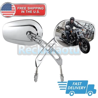 Espejos retrovisores cromados para Harley Road Street Glide Sportster Dyna Softail Foto 1 de 4