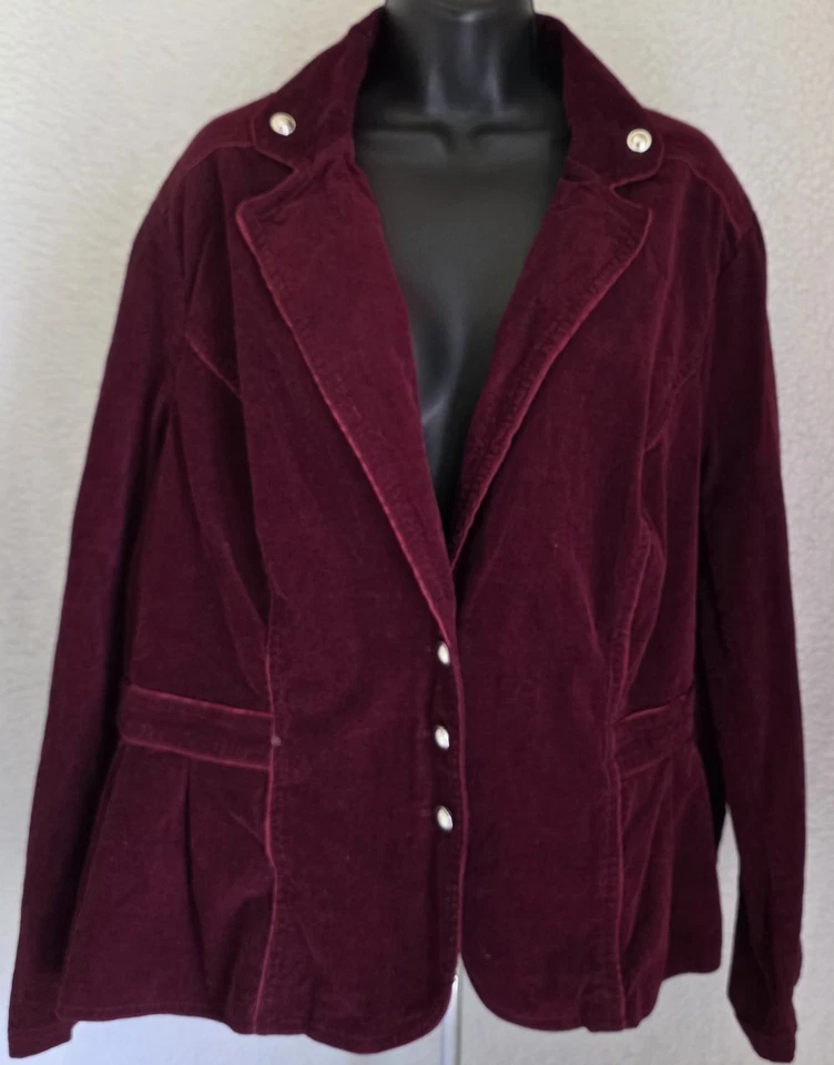 Roz & Ali Womens Blazer Coat Jacket Size 22/24 22W/24W Long Sleeve Corduroy - Image 1 of 4