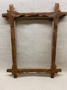 Antique Victorian Adirondack Wood Gesso Leaf Picture Frame Handcarved Home Decor - Picture 1 of 7
