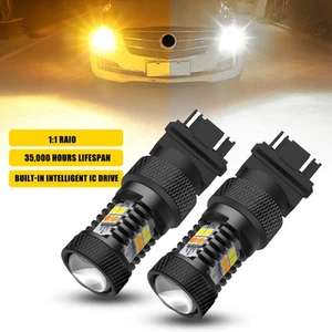 2PCS 3157 LED Reverse Switchback Turn Signal Light Bulb 6000K White 3000K Amber - Picture 1 of 10