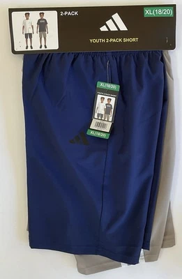 Adidas Youth Boys 2-pack Woven Shorts, NAVY and TAN, XL (18/20) NWT (see Notes) - Image 1 of 4