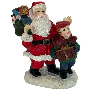Weihnachtsdorf Figur Weihnachtsmann mit Geschenktüte und Kind Weihnachtsdeko 2 cm - Bild 1 von 6
