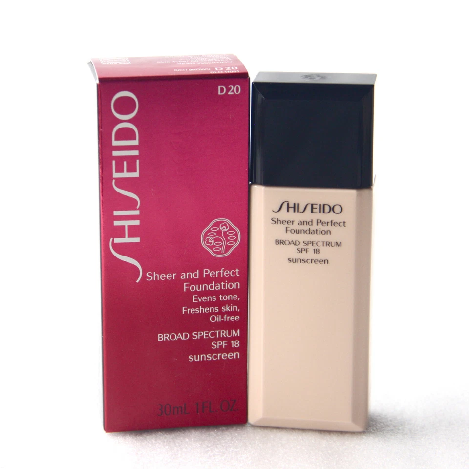 Brand New Shiseido Sheer and Perfect Foundation - Rich Brown D20 - SPF 18 - 1 OZ - Image 1 of 1