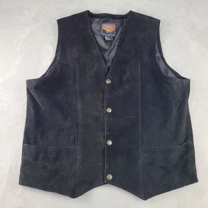 Cripple Creek Men's Black Genuine Leather Western Snap Vest Sz 2XL - Picture 1 of 6