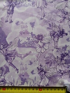 Michael Miller FAIRY DREAM LAND Flower Fairies - LILAC - METALLIC - FAT QUARTER - Picture 1 of 4