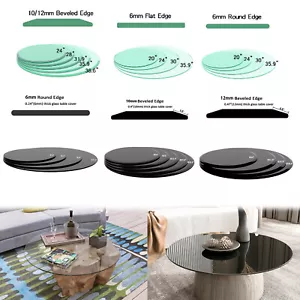 Round Tempered Glass Table Top 1/4'' 1/2'' 3/8" Thick Flat Beveled Polished Edge - Picture 1 of 129