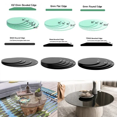 Round Tempered Glass Table Top 1/4'' 1/2'' 3/8" Thick Flat Beveled Polished Edge - Image 1 of 4