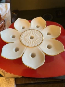 Vintage Lenox Lotus Flower Taper Candle Holder Gorgeous 24 K Porcelane - Picture 1 of 3