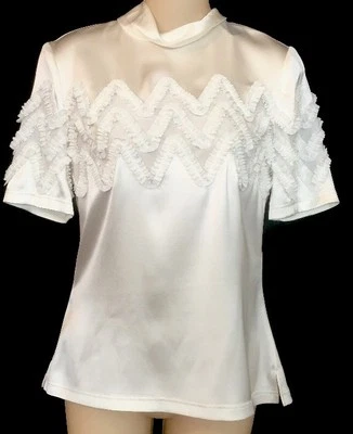 Blusa Louis Vuitton Blanca Seda Manga Corta Ribete Cinta Talla 36 Foto 1 de 4