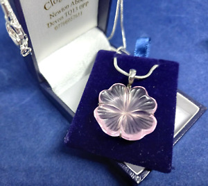 LALIQUE CRYSTAL PENDANT STUNNING FLOWER HEAD & STERLING 925 CHAIN NEW BOXED