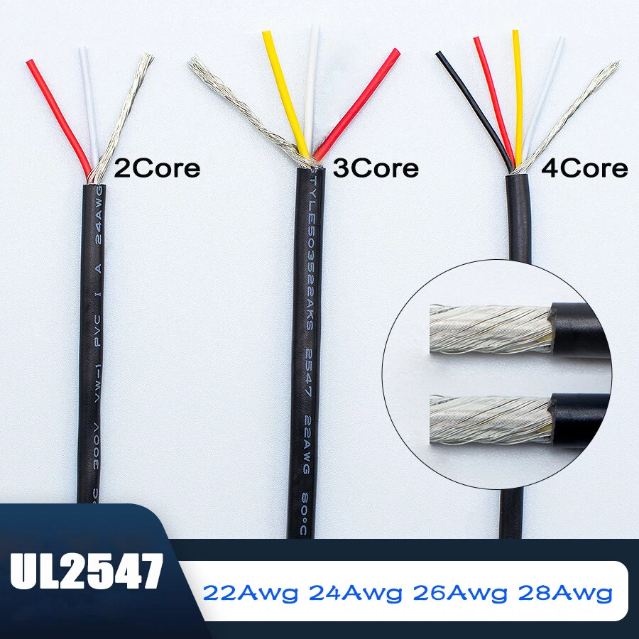 2/3/4 Core Shielded Wire 22AWG/24AWG/26AWG/28AWG Audio Headphone Signal Cable
