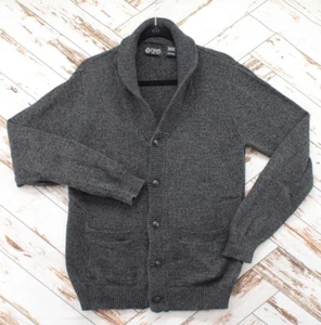 Cárdigan Suéter Chaps Para Hombre Pequeño Gris Capucha Cuello Abotonado Abuelo Cabincore - Imagen 1 de 10