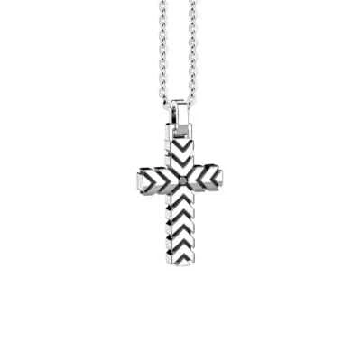 Collana uomo Zancan argento 925 con Crocifisso e spinello nero EXC614 - Immagine 1 di 2