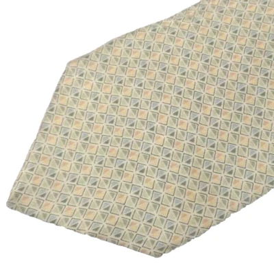 Alexander Julian Colors Sage Green Neutral 100% Silk Neck Tie Blue Diamond A064 - Image 1 of 4