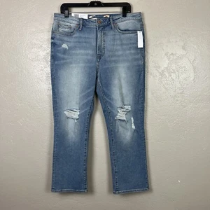 Seven7 Fashion Jean Women Mid Rise Distressed Blue Capri Jeans Size 12 - Picture 1 of 12