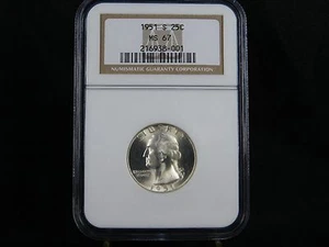 1951 - S Washington Quarter  NGC MS67  (16-854) - Picture 1 of 4