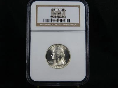 1951 - S Washington Quarter  NGC MS67  (16-854) - Image 1 of 4
