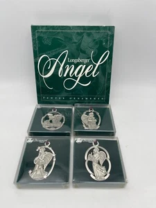 Longaberger 1998 Set of 4 Pewter ANGEL ORNAMENTS Peace Joy Hope Love - Picture 1 of 7