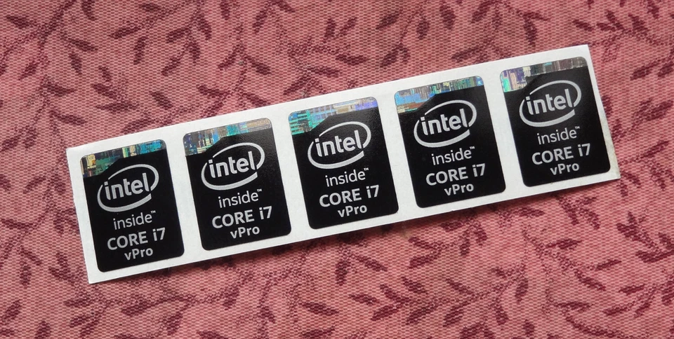 Lot of 5 Intel Core i7 vPro Black Stickers 15.5 x 21mm Haswell Extreme Badges - Image 1 of 1