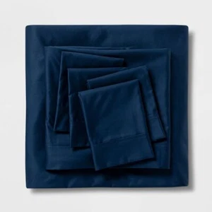 King 6pc 800 Thread Count Solid Sheet Set Indigo - Threshold Signature - Picture 1 of 4