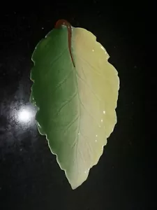 Royal Winton Snack Dish - Leaf Design - Green and Cream - 25.5cm long - Picture 1 of 6