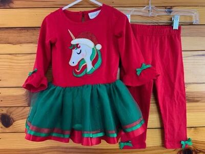 Túnica y Pantalones Emily Rose Navidad Unicornio Rojo Tul Niñas 18 Meses NUEVO SIN ETIQUETAS Foto 1 de 3