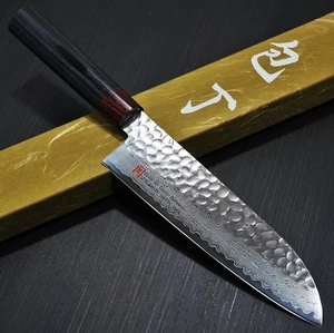 Japanese SETO ISEYA Hammered Damascus VG10 Santoku Kitchen Knife 180mm Japan I-5 - Picture 1 of 7