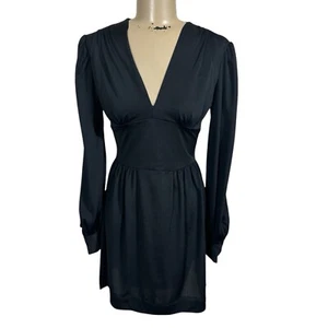VTG 60’s Sundays Child Black Wrap Drape Mini Beatnik California Dress V-Neck - Picture 1 of 6