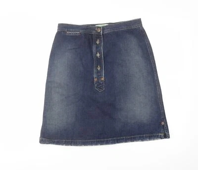 United Colors of Benetton Womens Blue Cotton Blend A-Line Skirt Size 12 - Image 1 of 4