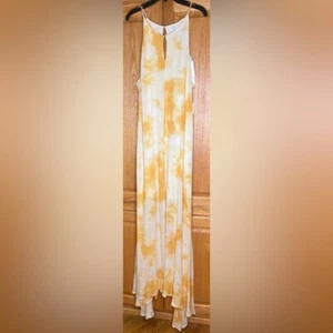 Napean Sea Road NSR gelb Batik gefüttert Viskose Maxikleid Strand Urlaub Gr. XL - Bild 1 von 15