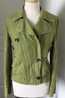 MISS SIXTY Linen Lemon Green Denim Cropped Jacket Size L - Image 1 of 4